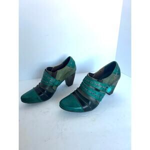 L'Artiste by Spring Step Wondrous Teal Leather Dressy Block Heel Bootie Shoe 8.5